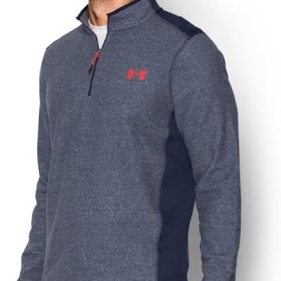 Under Armour Blue and Orange 1/4 Zip Pullover Coldgear jacket - Picture 2 of 8